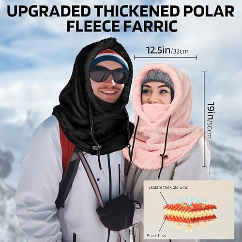 Miniatura 5 de Pasamontañas, máscara facial de invierno para hombres y mujeres, cuello de sombrero, forro polar resistente al viento, máscara de esquí cálida,