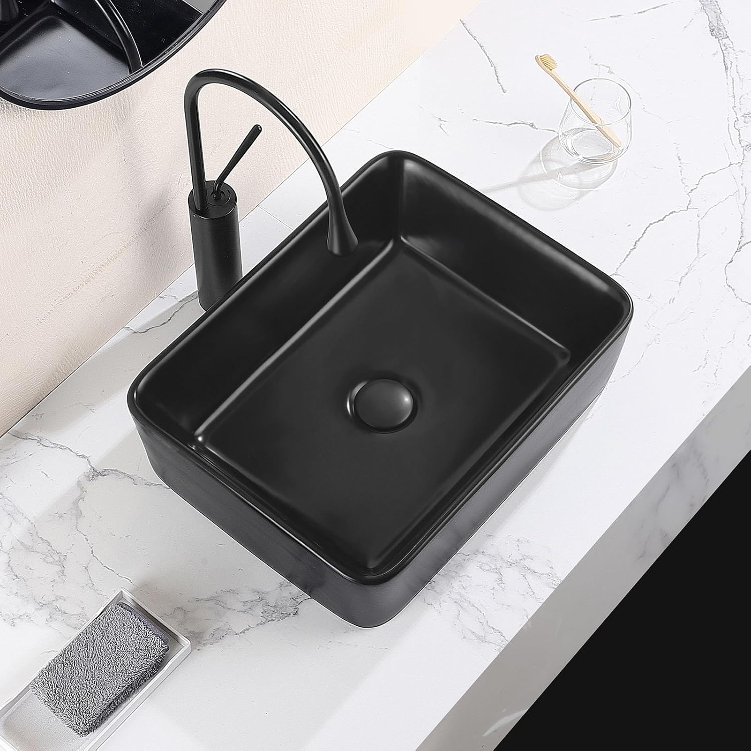 Aquaterior Fregadero Redondo De 16 Pulgadas Para Baño Con