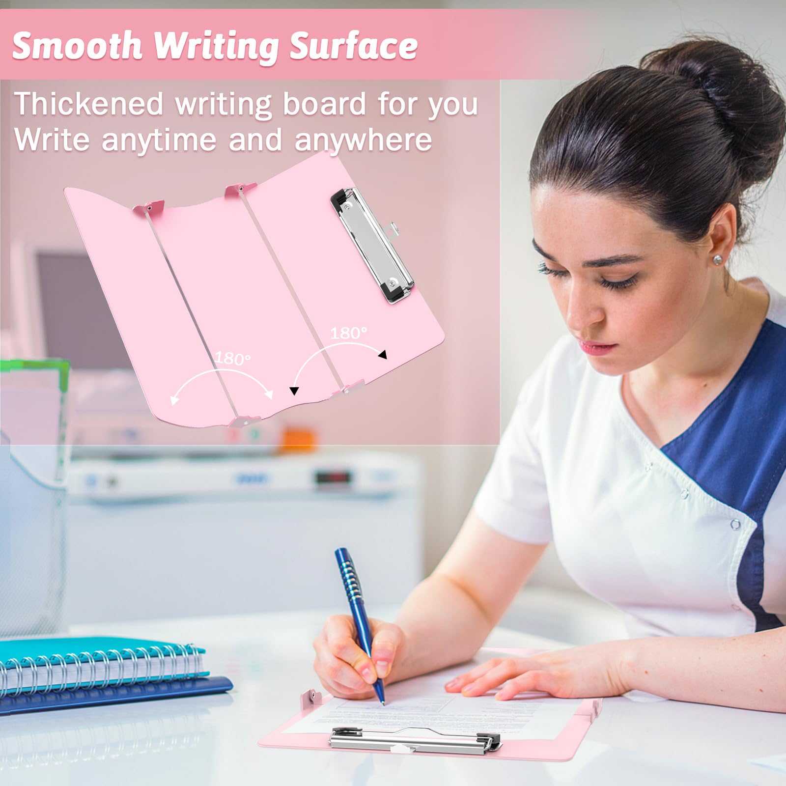 Nursing Clipboard Foldable Clipboard Medical Edition Cheat Sheets Aluminum 3 Layers Foldable Clipboards Nursing Pocket Size Profile Clip — view 5