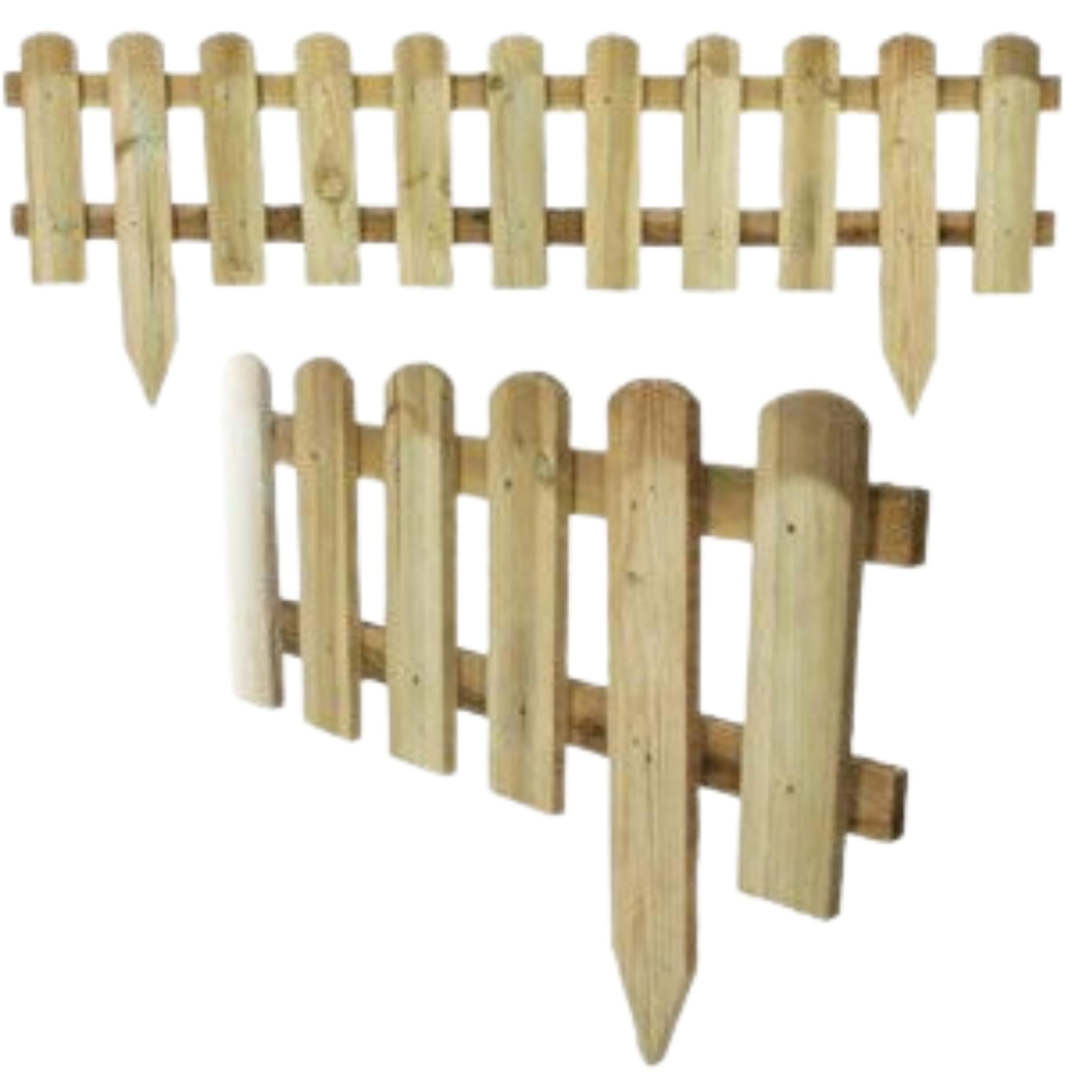 AAMEN Wooden freestanding Picket Fence Panels - Natural Wood Color Decorative Logs for Patio Guest Houses Garden Fence Garden Edging Border - Composite Fence Panels_40x 99cm (Approx.) (1)