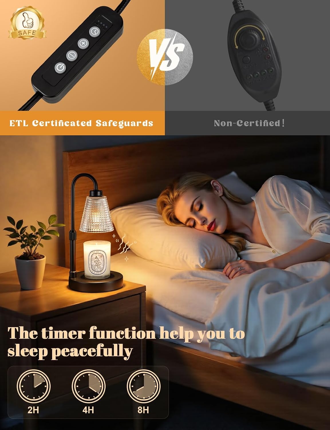 Big Black Candle Warmer Lamp with Timer, Dimmable Candle Warmer for Home Decor, Height Adjustable Candle Lamp for Jar Candles, Birthday Gifts for Women Mom, House Warming Gifts New Home thumbnail