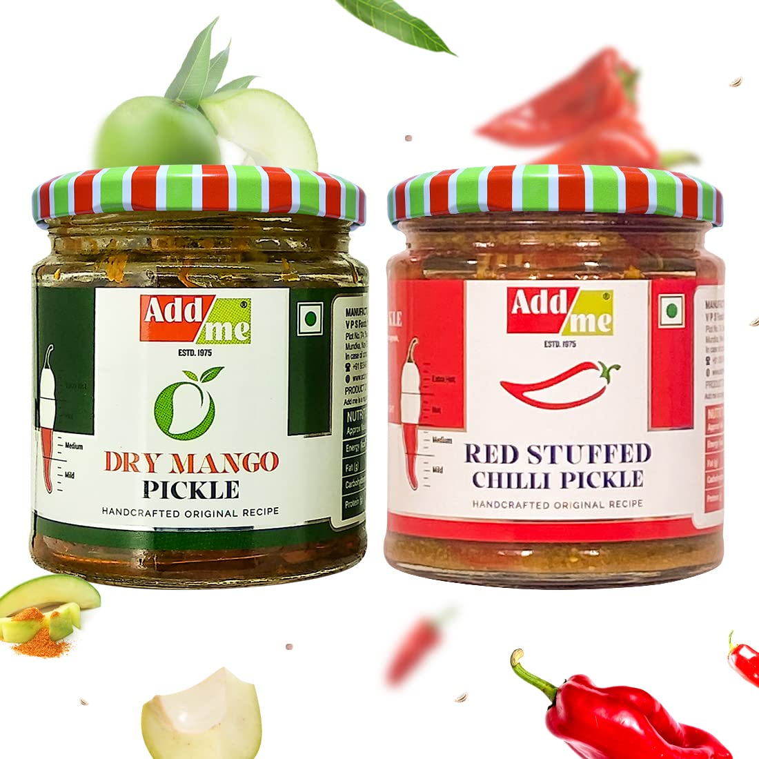Add me Red Stuffed Pickle Banarasi bharwa lal mirch 200gm, Dry Mango Pickle, sukha North Indian aam ka achar 150gm Combo Gift Pack Glass Jar (B09CMM47C2) Amazon Price History, Amazon Price Tracker