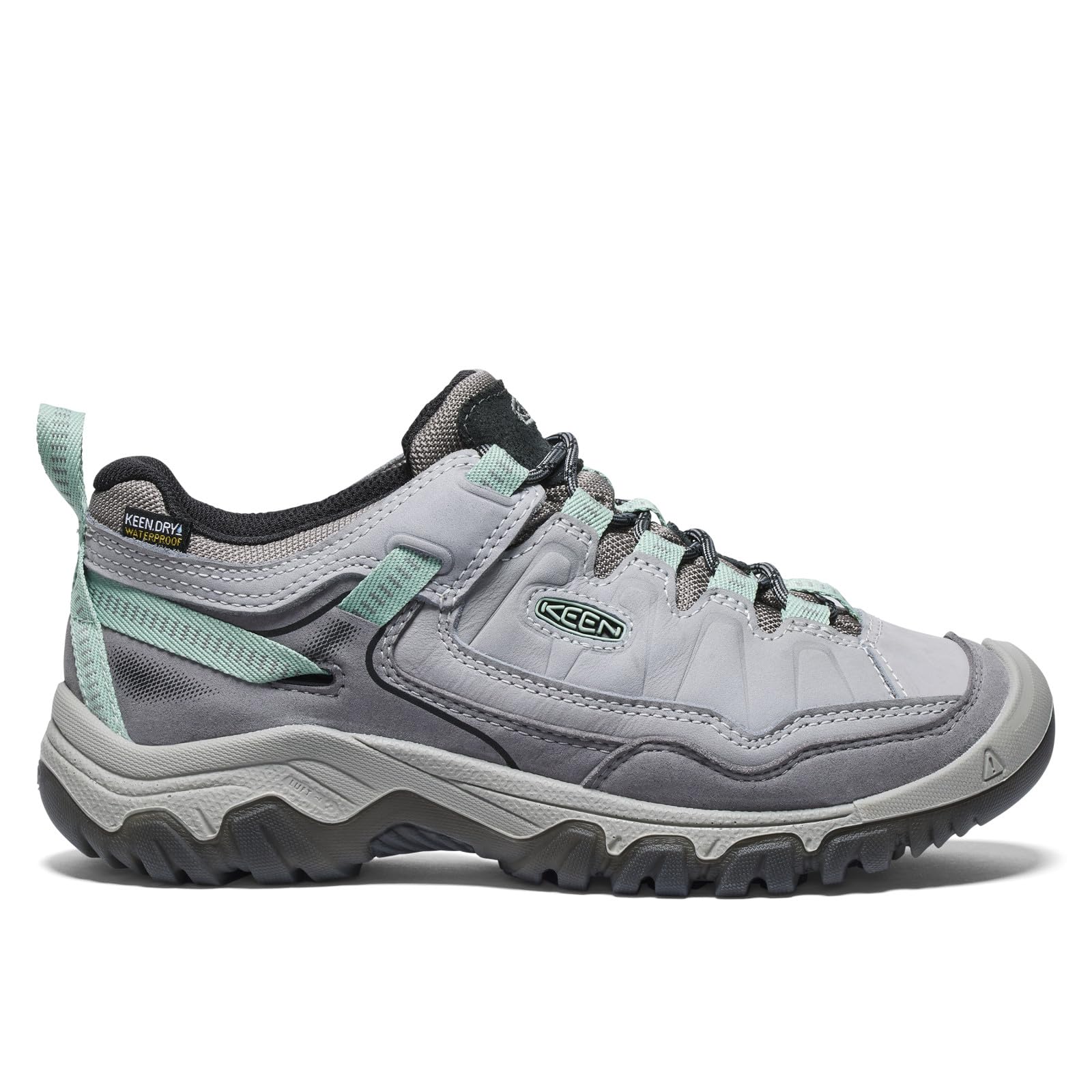 KEEN Women's Targhee 4 Low Height Durable Comfortable Waterproof Hiking Shoes, Alloy/Granite Green, 7.5