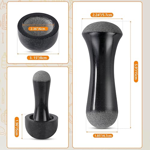Miniatura 2 de Tianman Juego de mortero y mortero de granito sin pulir de 51 pulgadas 51in - 18 tazas de capacidad para hierbas y pastas de pesto condimentos