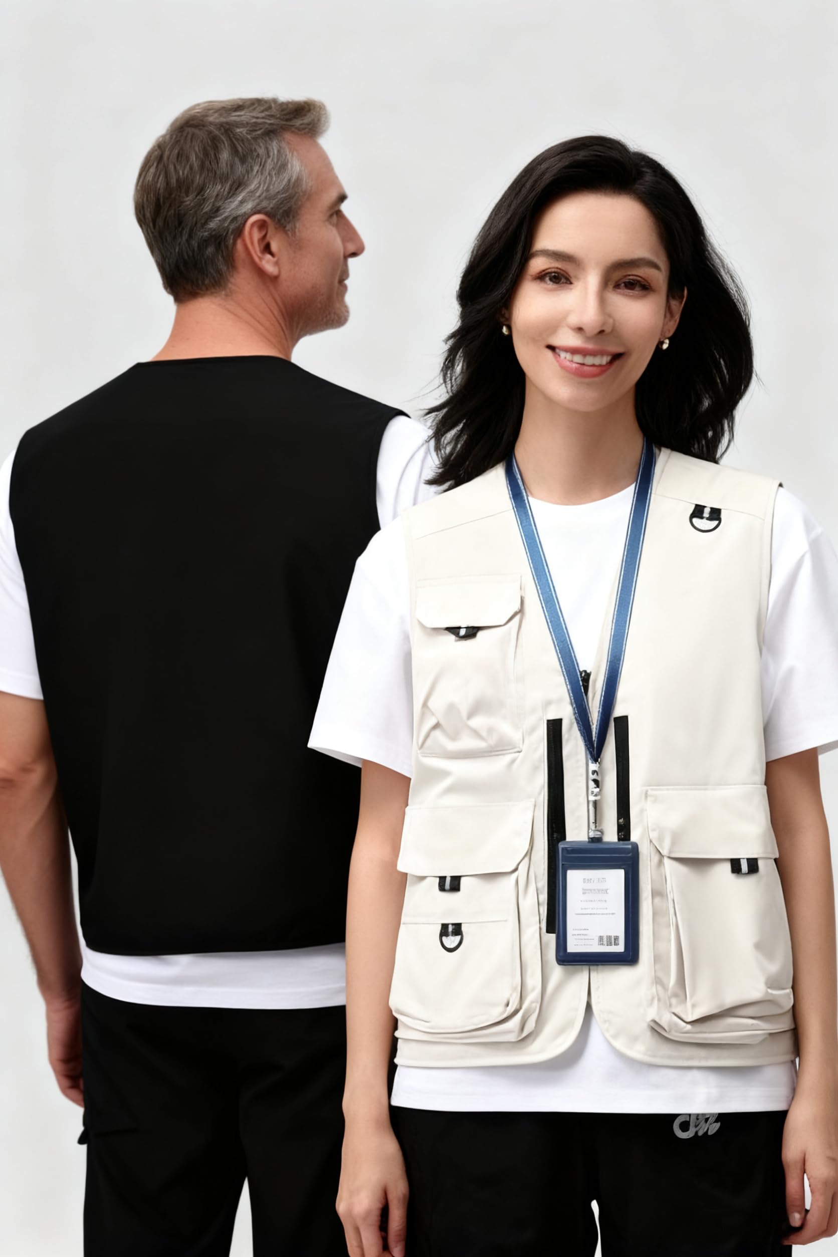 Gilet de travail en plein air personnalisé pour homme avec texte et logo - Gilet de travail d'équipe personnalisé pour la pêche - Léger - Sans manches - Photographie multi-poches