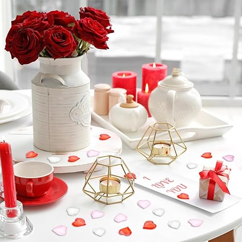 Miniatura 6 de 100 adornos de corazones acrílicos 3D, mini cuentas de cristales transparentes, rojos y rosados, jarrón disperso de mesa, manualidades para el día