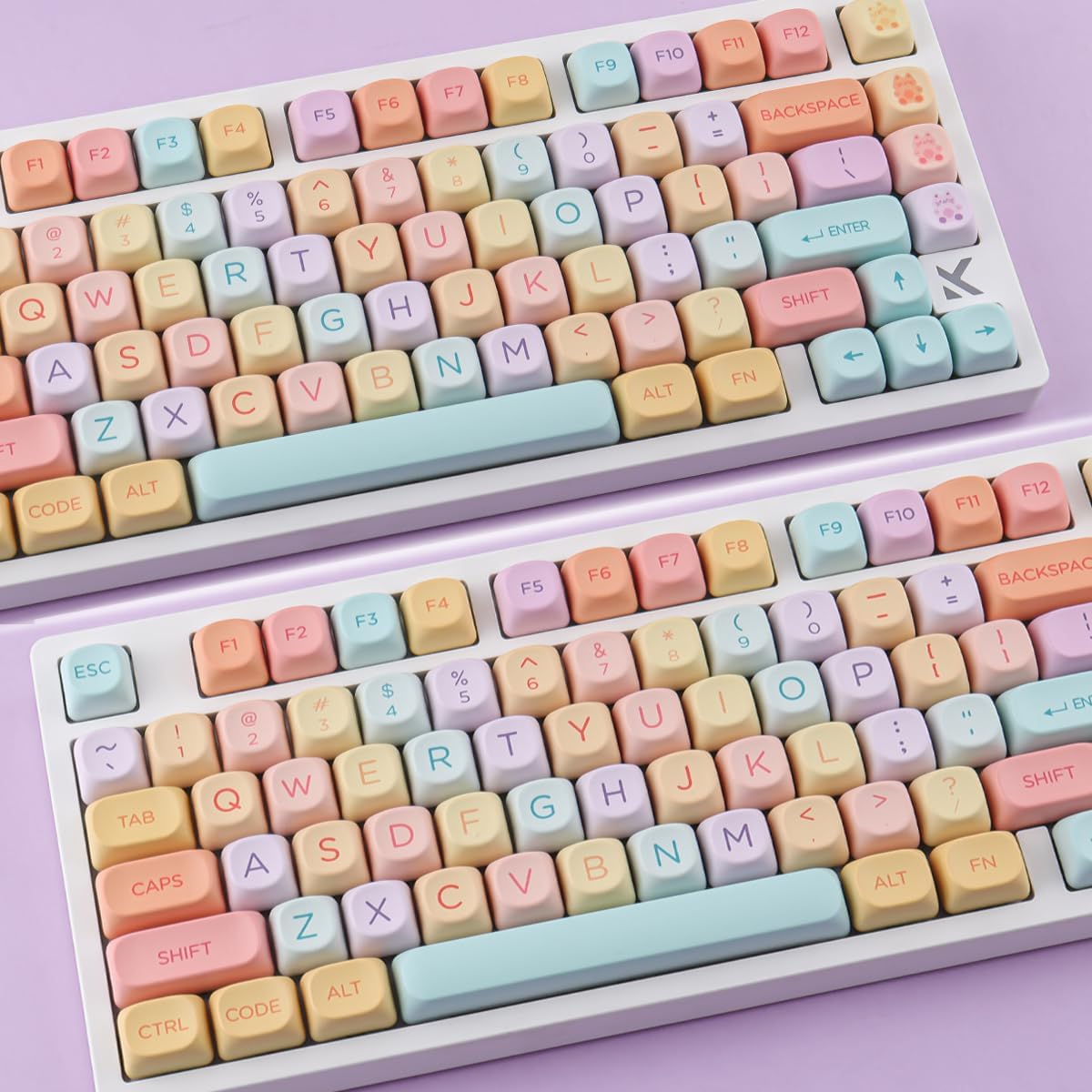 PBT Keycaps 131 Keys MOA Profile Keycaps, Macaron Cute Keycap Dye-Sublimation Custom Candy Keycap Set for Cherry Gateron MX Switches Mechanical Keyboards