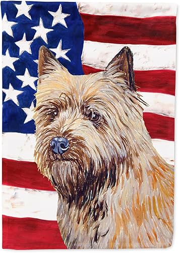 Miniatura 142 de Caroline's Treasures SS4017GF Bandera de Estados Unidos con Bulldog Inglés para jardín, bandera decorativa para patio exterior, patio, parterres,