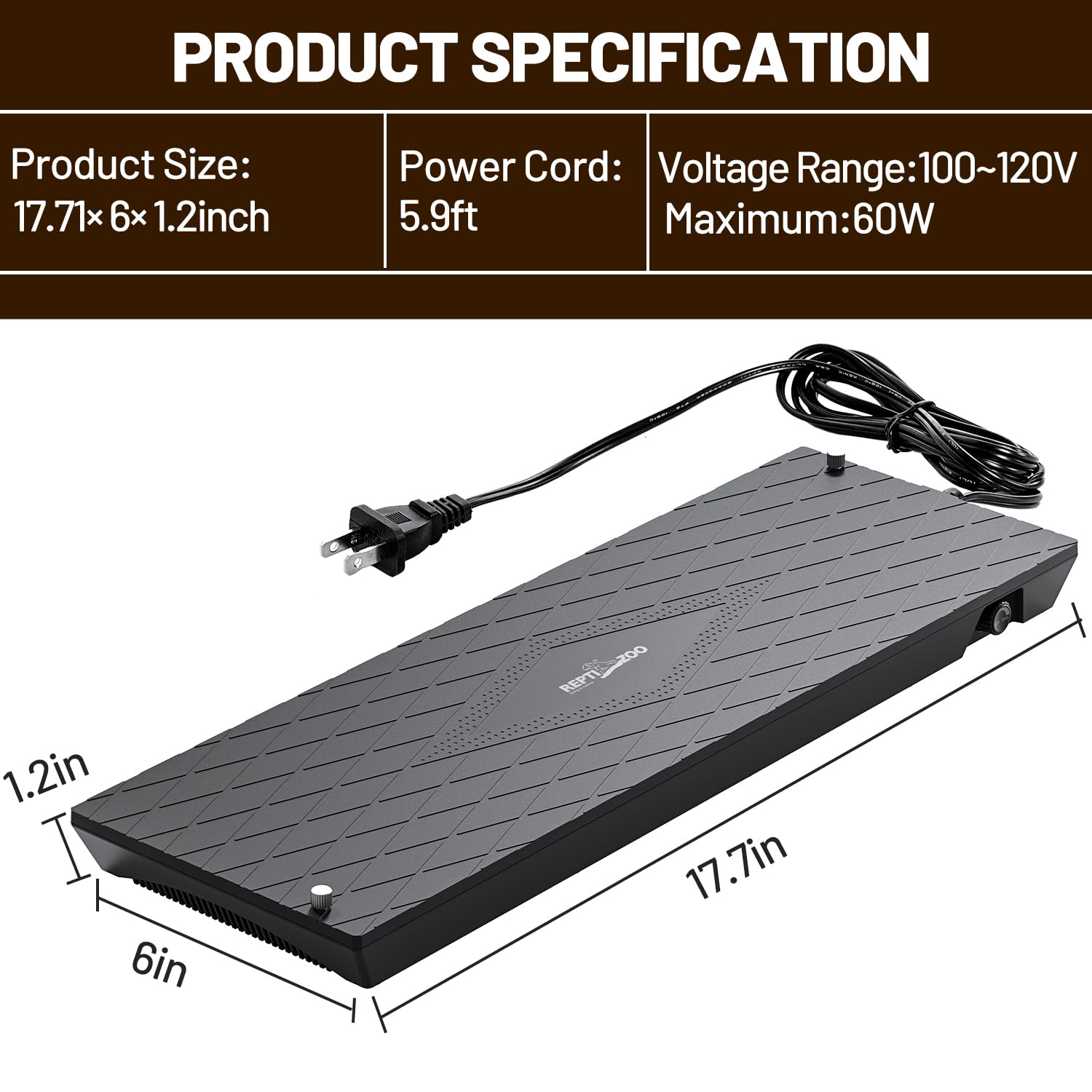 REPTI ZOO Reptile Heat Panel Adjustable Temperature Reptile Heating Plate, Mountable Under Lid, for Hermit Crabs/Leopard Geckos/Turtles/Snakes/Lizards - image 2