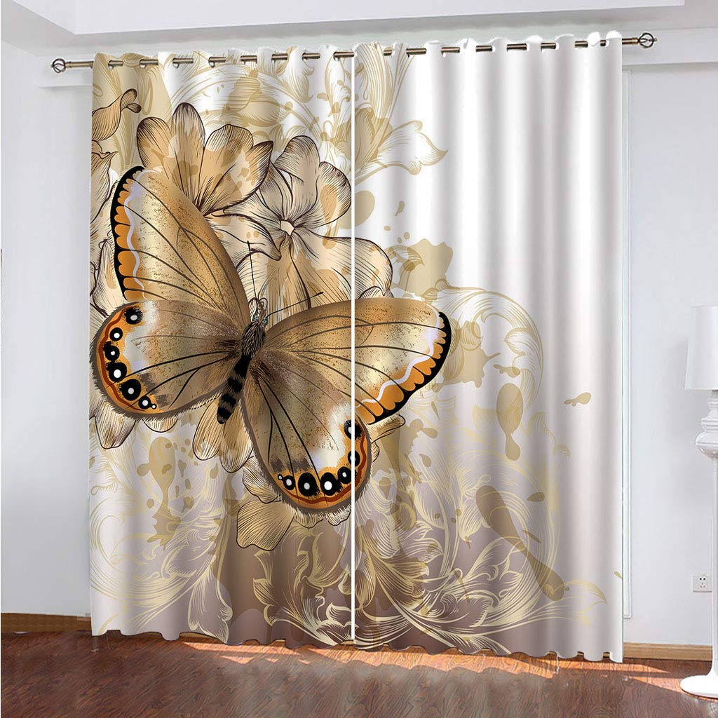 Rideau occultant thermique motif papillon 140x280 cm pour le salon moderne