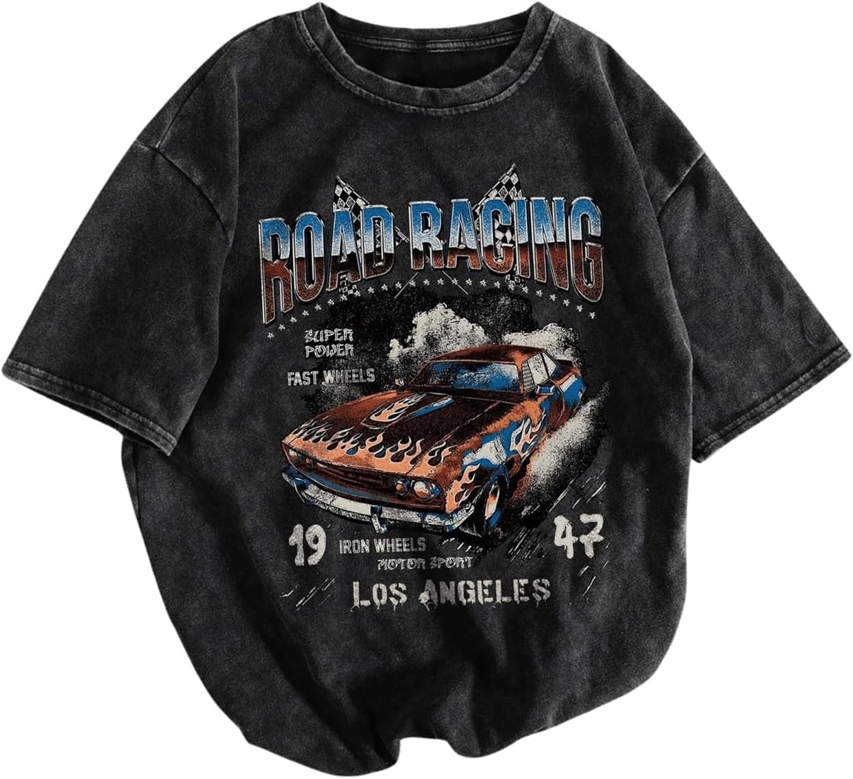 Men's Graphic Oversized Short Sleeve Tee Shirt Y2K Vintage Cool Acid Wash Streetwear T-Shirts