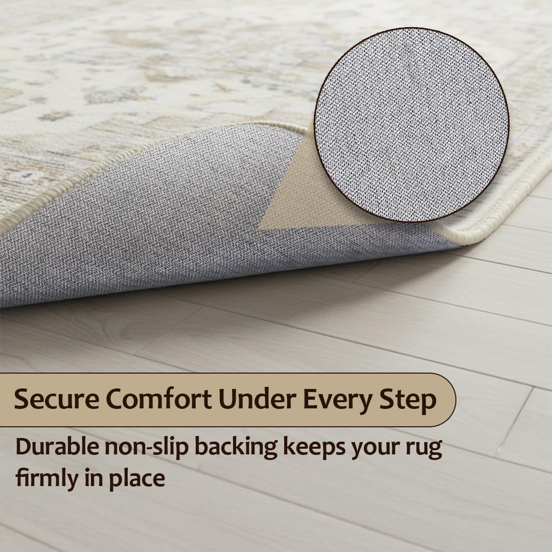 Muddy Mat® Tuscany 3ft x 5ft Washable Area Rugs for Living Room, Bedroom & Dining Room – Modern Soft Low Pile Non Slip Carpet – Pet Friendly Waterproof Foldable Rugs for Home
