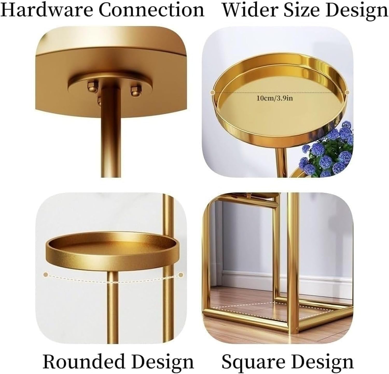 Metal Plant Stand, Modern Gold Plant Shelf, Multi-Tiered Flower Pot Holder Display Vertical Shelves Shelf Planter Rack with Square Design(43.7 * 8.7 * 8.7inch, Gold)