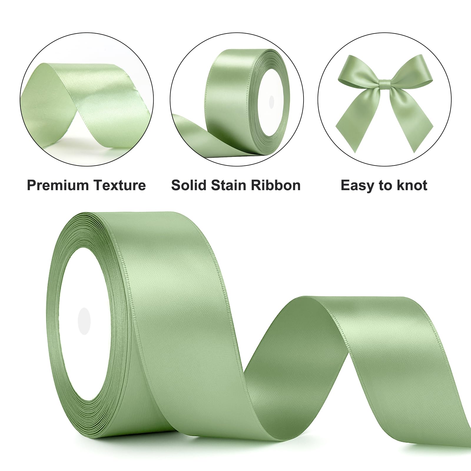 G2PLUS Sage Green Satin Ribbons, 40mm Gift Wrap Ribbon- 22M Ribbons for Gift Wrapping for Cake Crafting, Wedding Party Decoration - Image 3