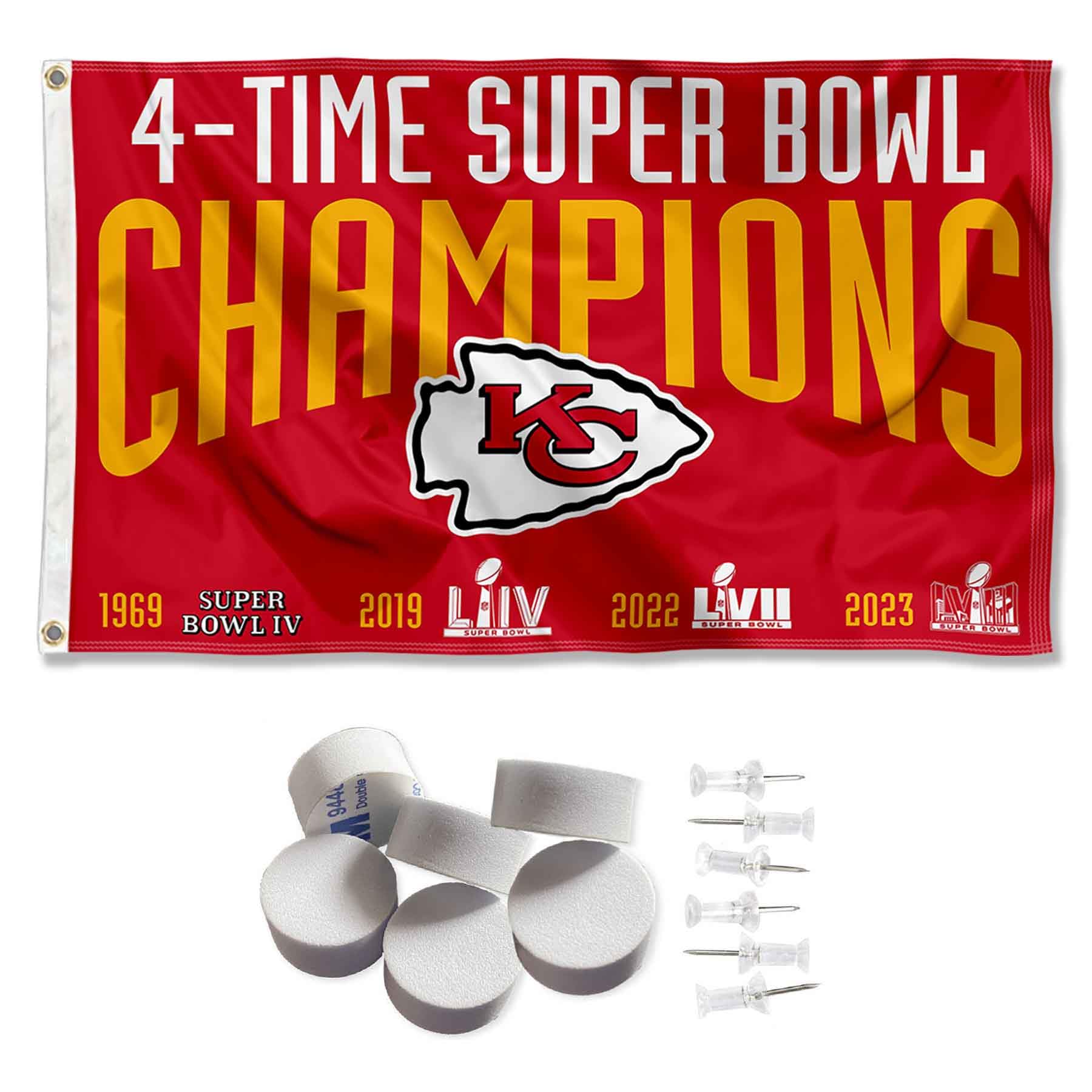 Amazon.com : Kansas City Chiefs 4 Time Super Bowl Champions Banner