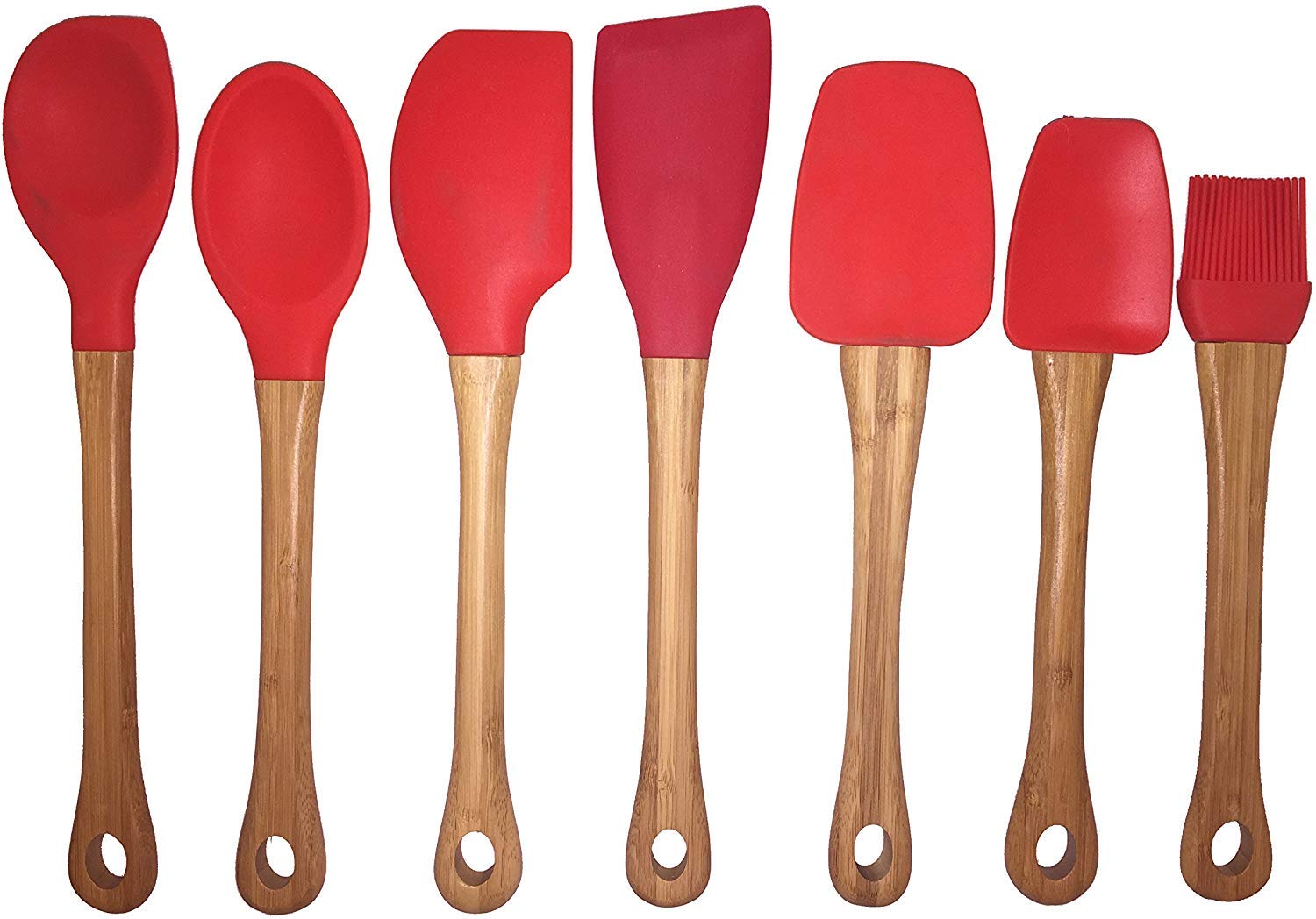 Murphy Küchenhelfer-Set aus Bambus und Silikon, 7-teilig, Rot