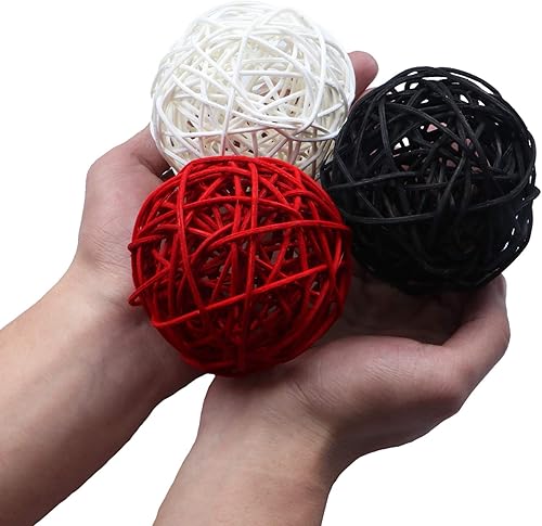 Vista 18 de STMK 9 bolas decorativas de mimbre de 3 pulgadas, bolas de ratán decorativas para decoración del hogar, decoración de jarrón, relleno de cuencos