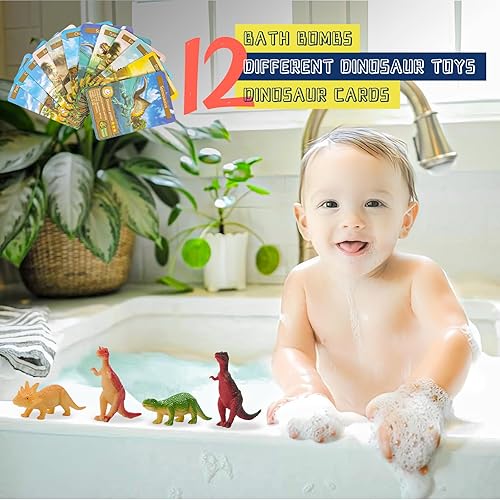 Miniatura 4 de Bombas de baño para niños con sorpresa en el interior, baño de burbujas para niños de Pascua, paquete de 12 bombas de baño de huevos de dinosaurio