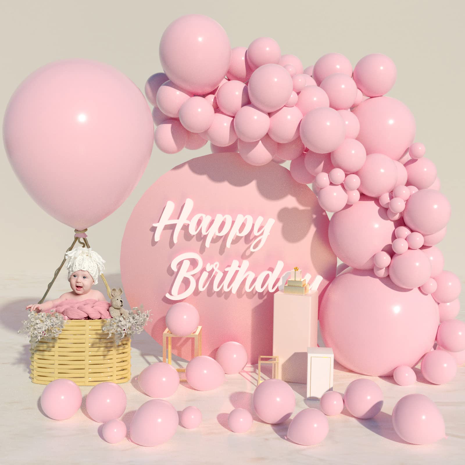 Light Pink Balloons Arch Kit - 110 pcs 36/18/12/10/5 inch Party Latex Ballons As Birthday Balloons/Merry Chritmas Balloons/Graduation Balloons/Gender Reveal Balloons for Birthday/Baby Shower