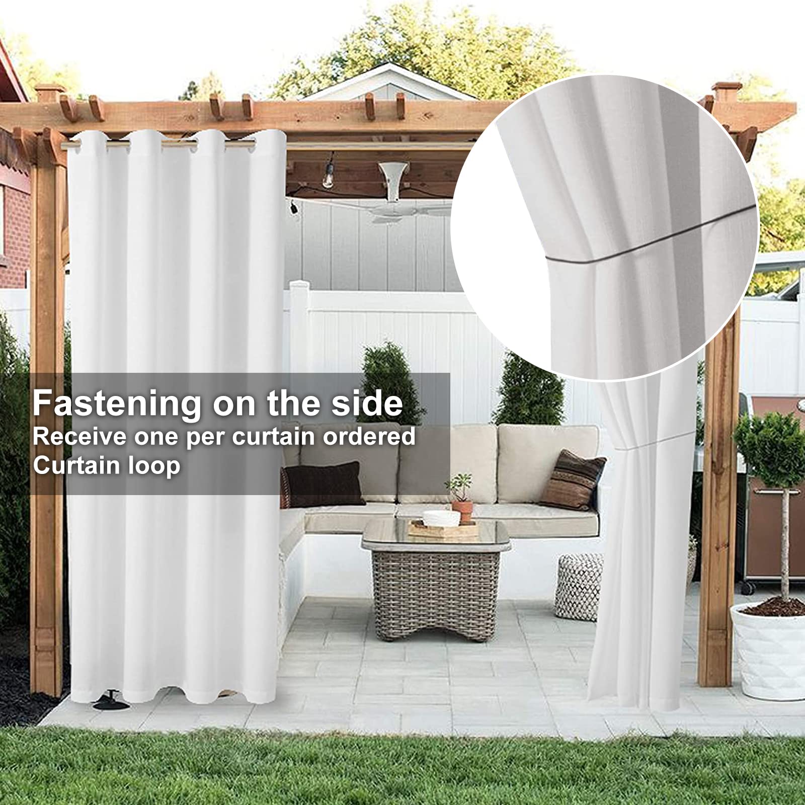 Rideau d'extérieur imperméable 200 x 180 cm | Draperie d'intimité anti-UV protection solaire pour terrasse et intérieur