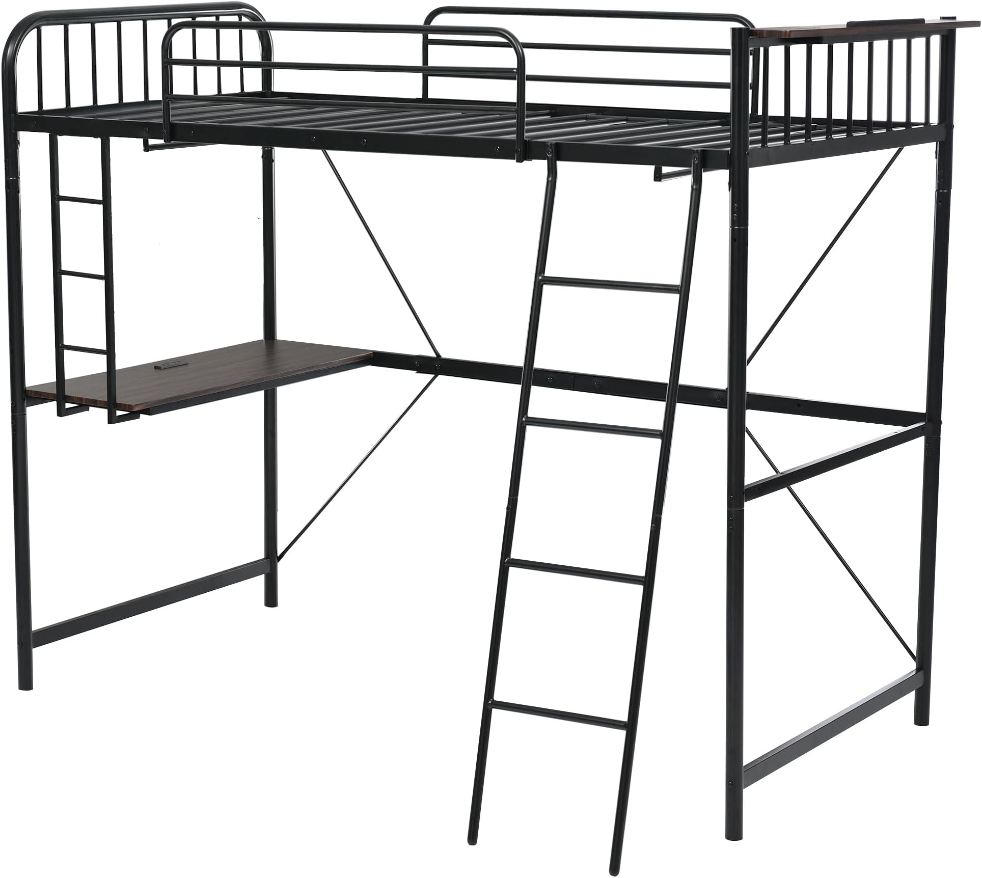 Amazon｜ロフトベッド シングル コンセント付き パイプベッド宮 ロフト 二段ベッド 子供部屋二段ベッド 北欧風 スチール 耐震 ベッド