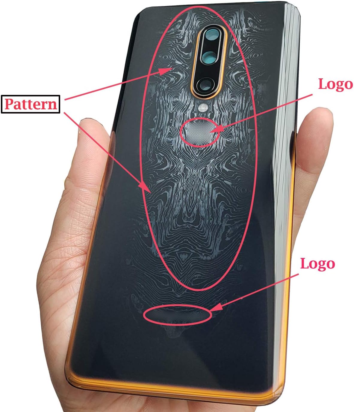 ubrokeifixit for OnePlus 7T Pro Rear Panel Back Glass Door Cover Replacement with Pre-Cut Tape for OnePlus 7T Pro 6.67" HD1910 HD1913(NOT for OnePlus 7T 6.55") (7T Pro/McLaren with Camera Lens)