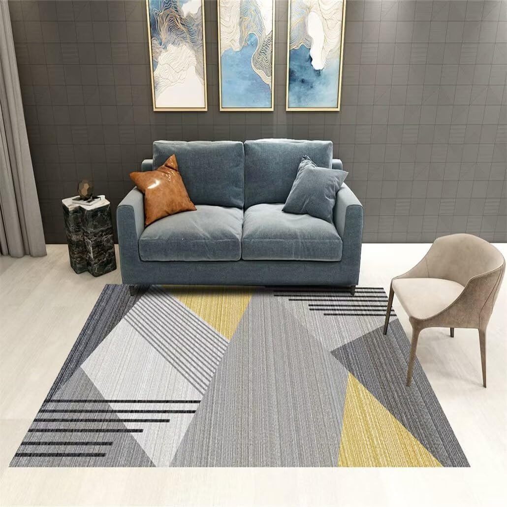 Tapis chambre garçon gris 100x210 cm au motif géométrique moderne