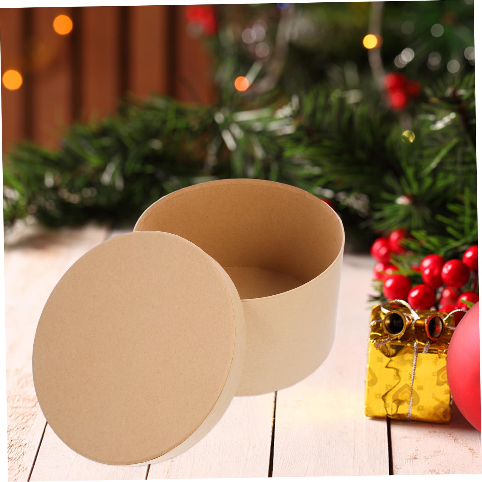 Runde Geschenkbox aus Kraftpapier, 1, 5 Stück für Feste | Khakifarbene Deko Schachtel, Elegante Form, nicht Leicht Abnutzbar, zum Verpacken von Süßwaren und Kleinen Accessoires