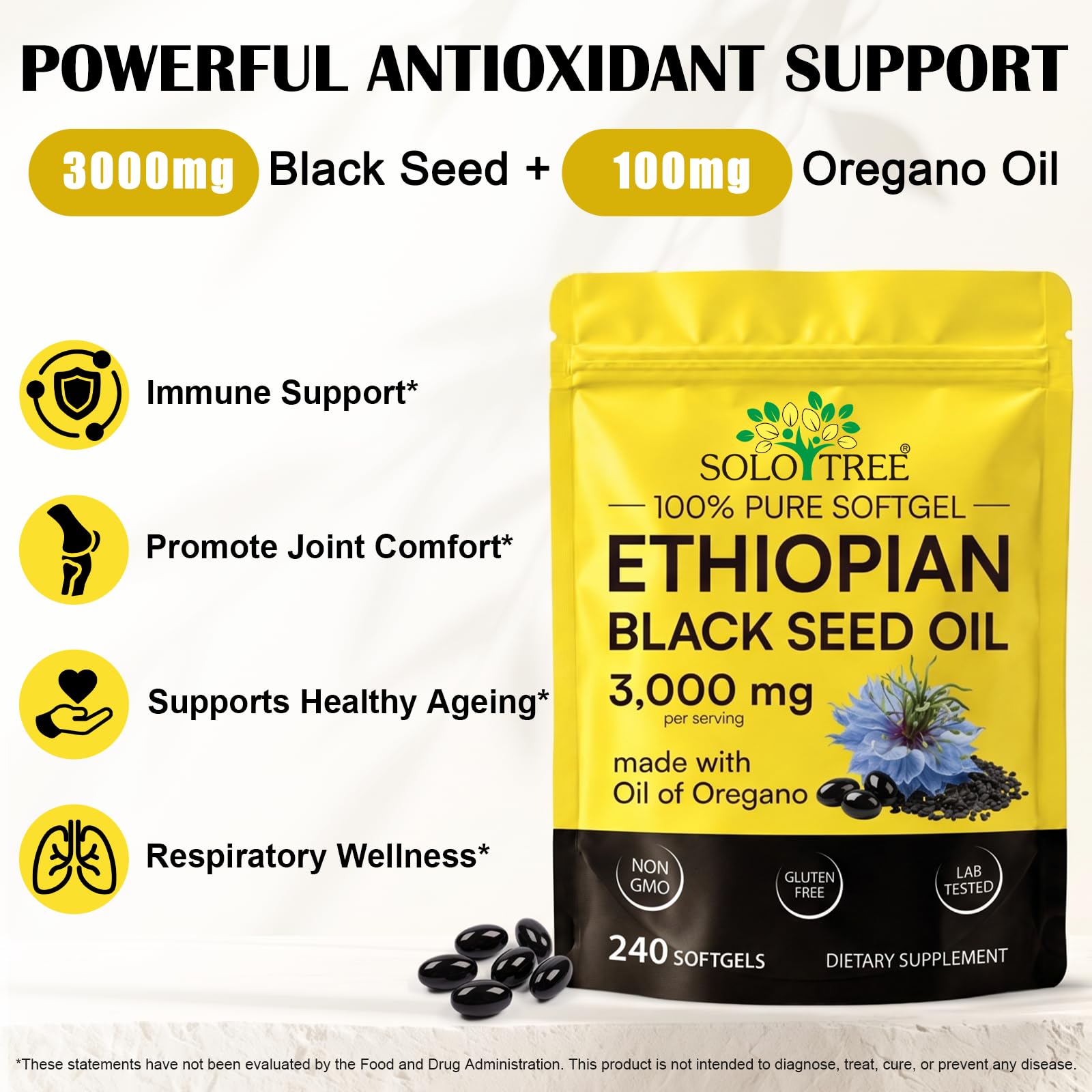 Black Seed Oil Capsules 3000mg, 240 Softgel | Cold-Pressed Nigella Sativa — Amazon image 3