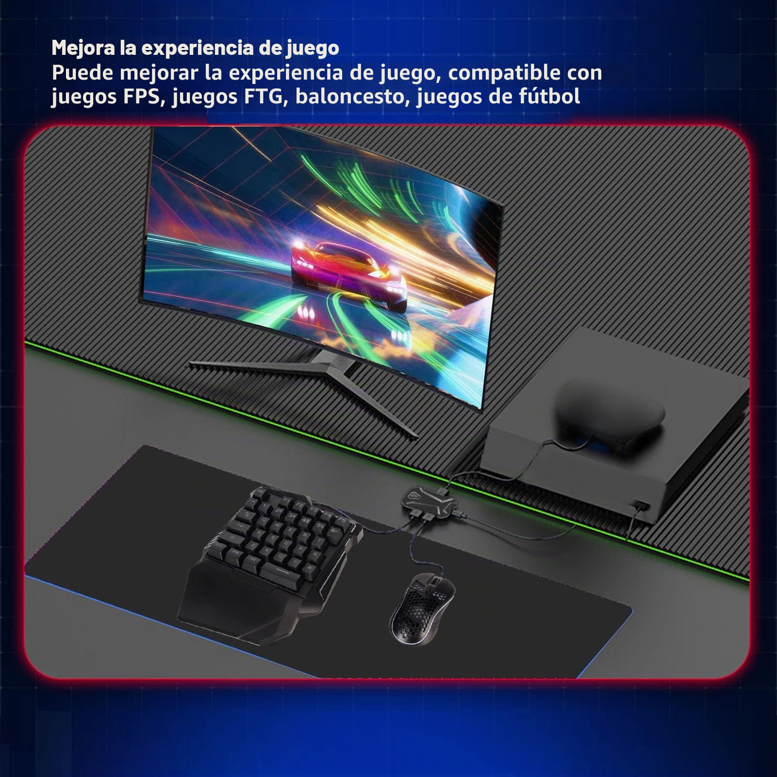 Combo de Convertidor de Ratón y Teclado para Juegos de Media Mano, Juego de Convertidor de Ratón y Teclado con Cable Silencioso para para XboxONE para Switch