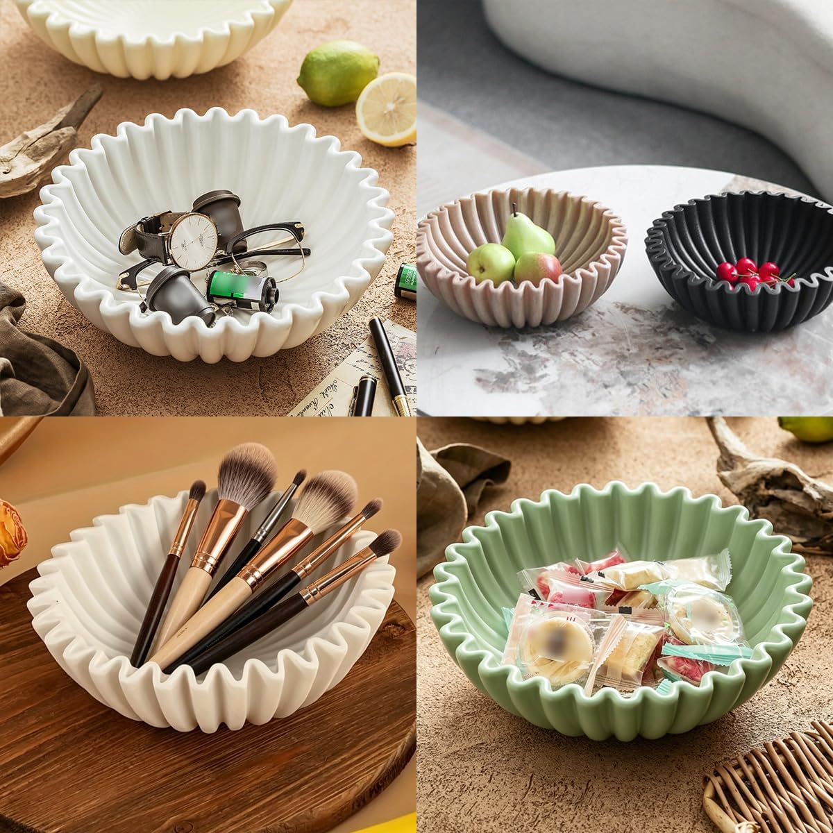 2 PCS Flower Bowl Resin Mold Unique 3D Flower Tray Silicone Mold for Epoxy Resin Candle Vessel Mold Concrete Casting Mold, DIY Jewelry Trinket Container Holder, Soap Dish Candle Holder Home Decoration