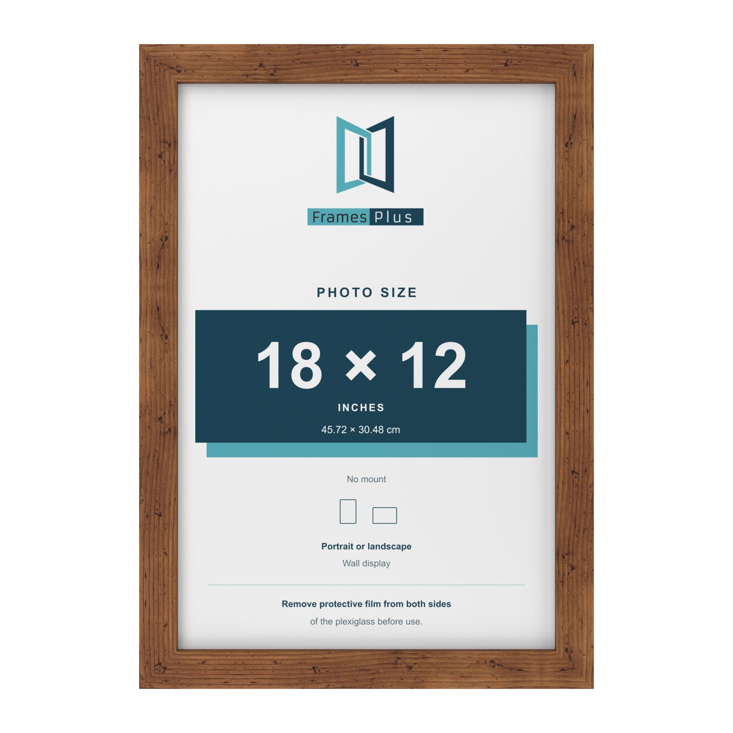 FramesPlus 18x12 Inch Picture Frame, Rustic, Modern Photo Frame for Wall