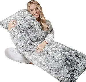 ZonLi Fluffy Body Pillow, Full Body Pillows for Adults, Long Pillow for Sleeping with Removable Cover and Adjustable Filling for Side Sleeper & Pregnancy,Large and Firm Pillow, Machine Washable(Grey)