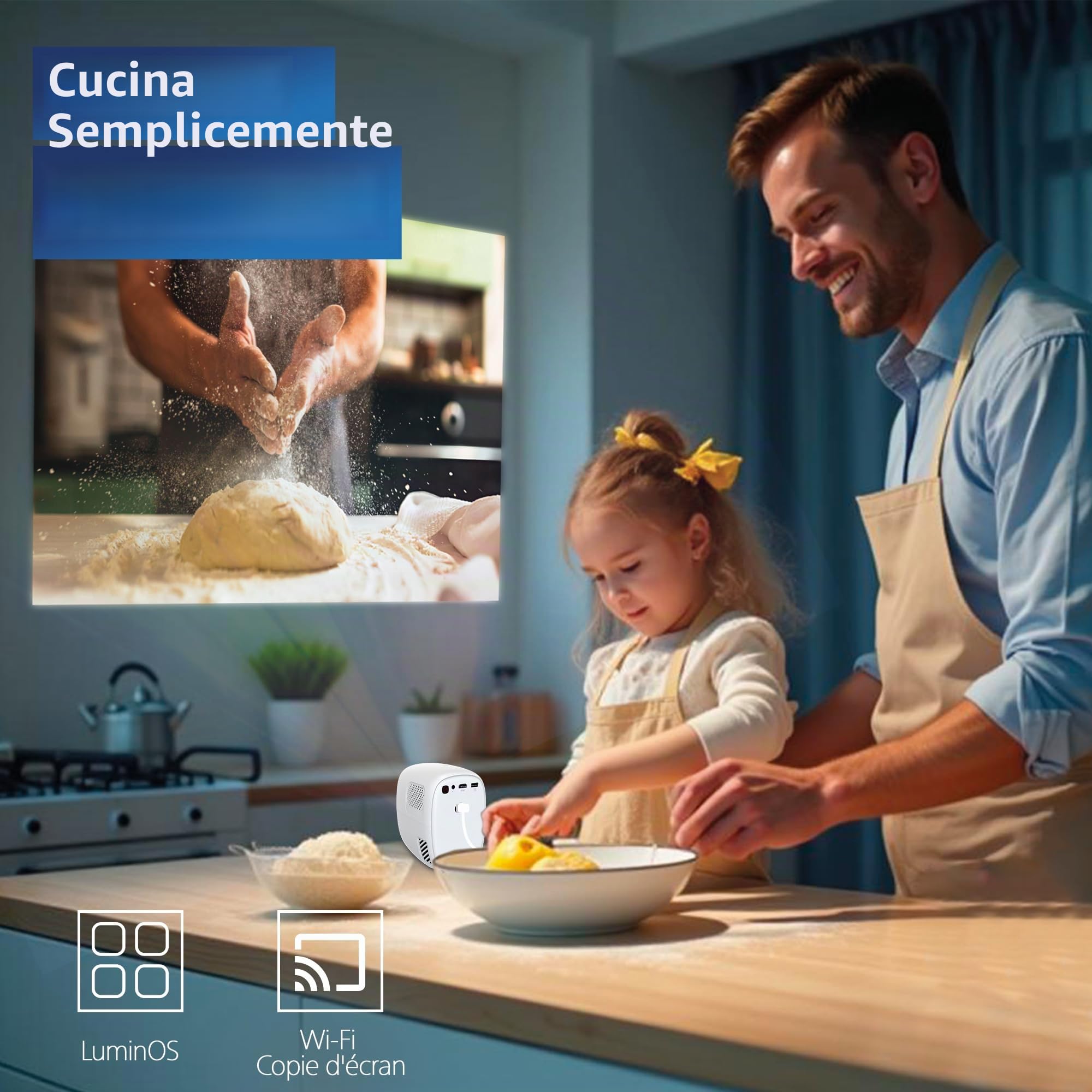 Philips, Neopix 130, Proiettore Home Theatre, Correzione avanzata delle immagini, Full HD 720p, LED, Modalità Specchio Wi-FI, Audio Stereo, Sistema operativo collegato, Blanco