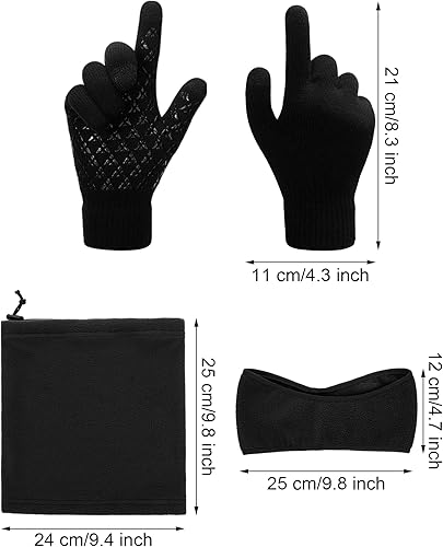 Miniatura 2 de SATINIOR 6 Pieces Ear Warmer Headband Warmer Face Mask Fleece Neck Gaiter Touch Screen Winter Knit Gloves for Men and Women