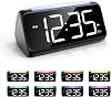 Alarm Clock with Night Light for Bedrooms, Simple Large LED Display Big Number Digital Alarm Clock with 7 Color Night Light, Dual Alarm, Dimmer, USB Charger, Beside Clock for Kids and Adults