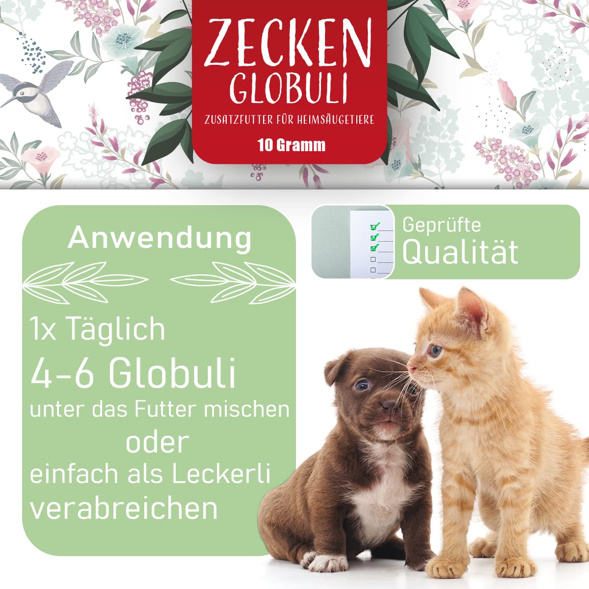 NEU: Nature Animal® 2X ZECKENSCHUTZ Kügelchen für Hunde + Katzen mit Sofortwirkung – ZECKEN Abwehr für Ihr Haustier – natürliche Behandlung hochwirksam