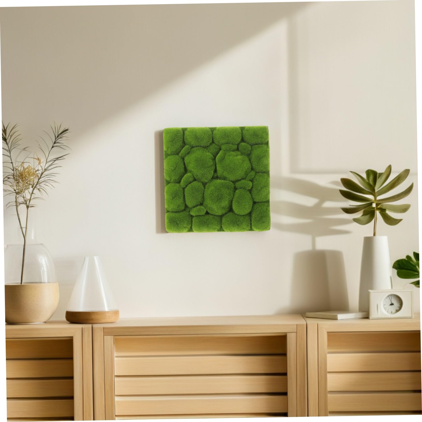 Künstliche Moos Wanddekoration 3 Stück Schaumstoff für Natürliche Deko | Grün, Modern und Nordisch, als Langanhaltende Lösung für Hochzeit und Blumenarrangement