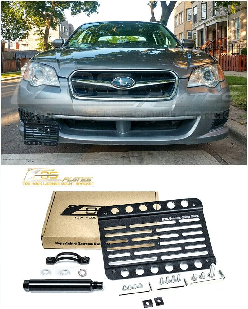 Extreme Online Store Replacement for 2005-2009 Subaru Legacy | EOS Plate Version 1 Front Bumper Tow Hook License Relocator Mount Bracket Tow-006 (Mid Size)