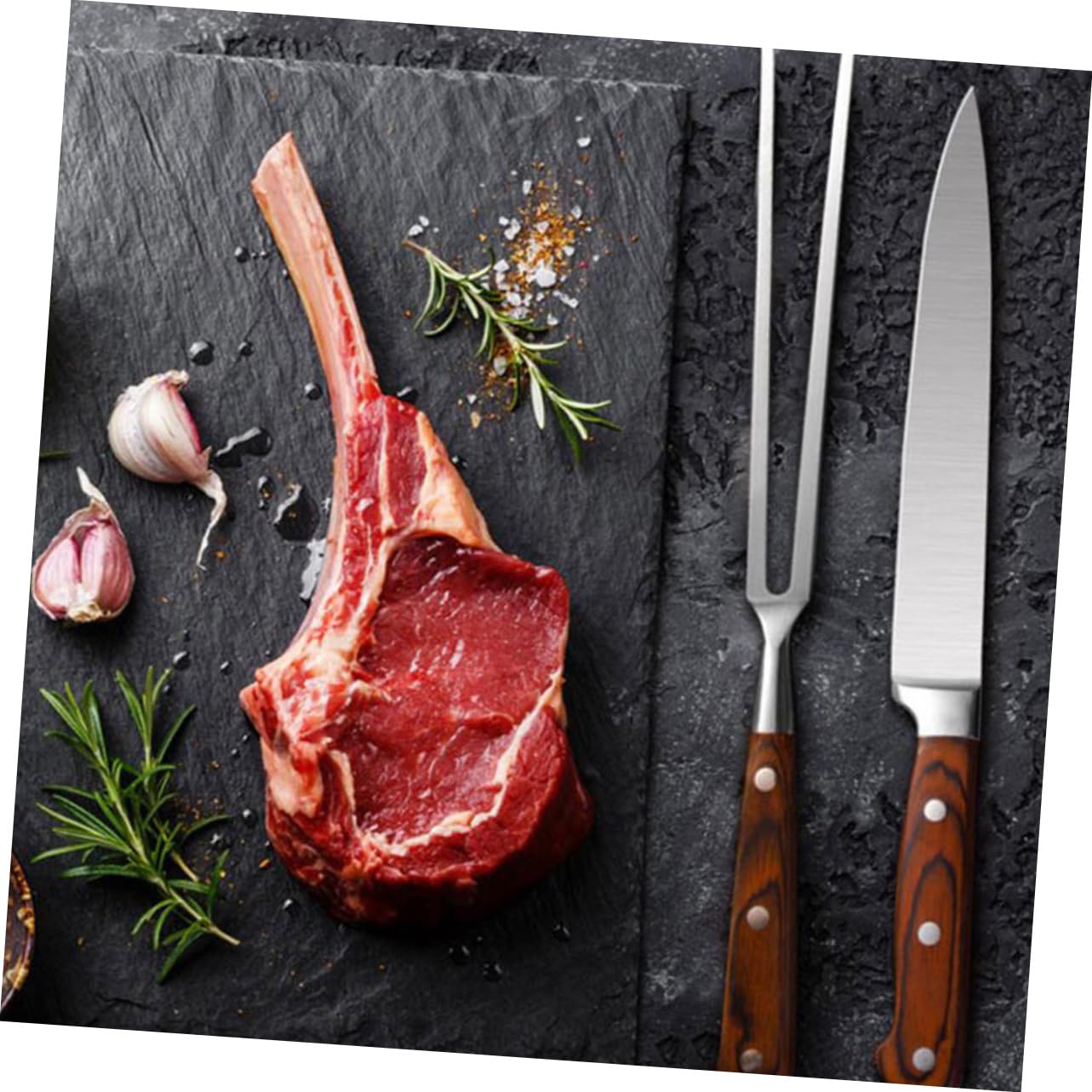 BESPORTBLE Cuchillo y Tenedor para Barbacoa Herramientas De Acero Inoxidable Mango De Madera para Outdoor Carne Parrillas Cortador y Tenedor para Carne De Cerdo Oveja