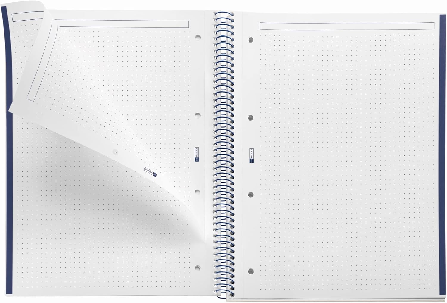Miquelrius - A4 Notebook Emotions, 80 Sheets 90 g/m², Dotted Ruled (Dots), 1 Colour Strip, Microperforated Spiral, Extra Rigid Cover, 4 Drills, Navy Blue