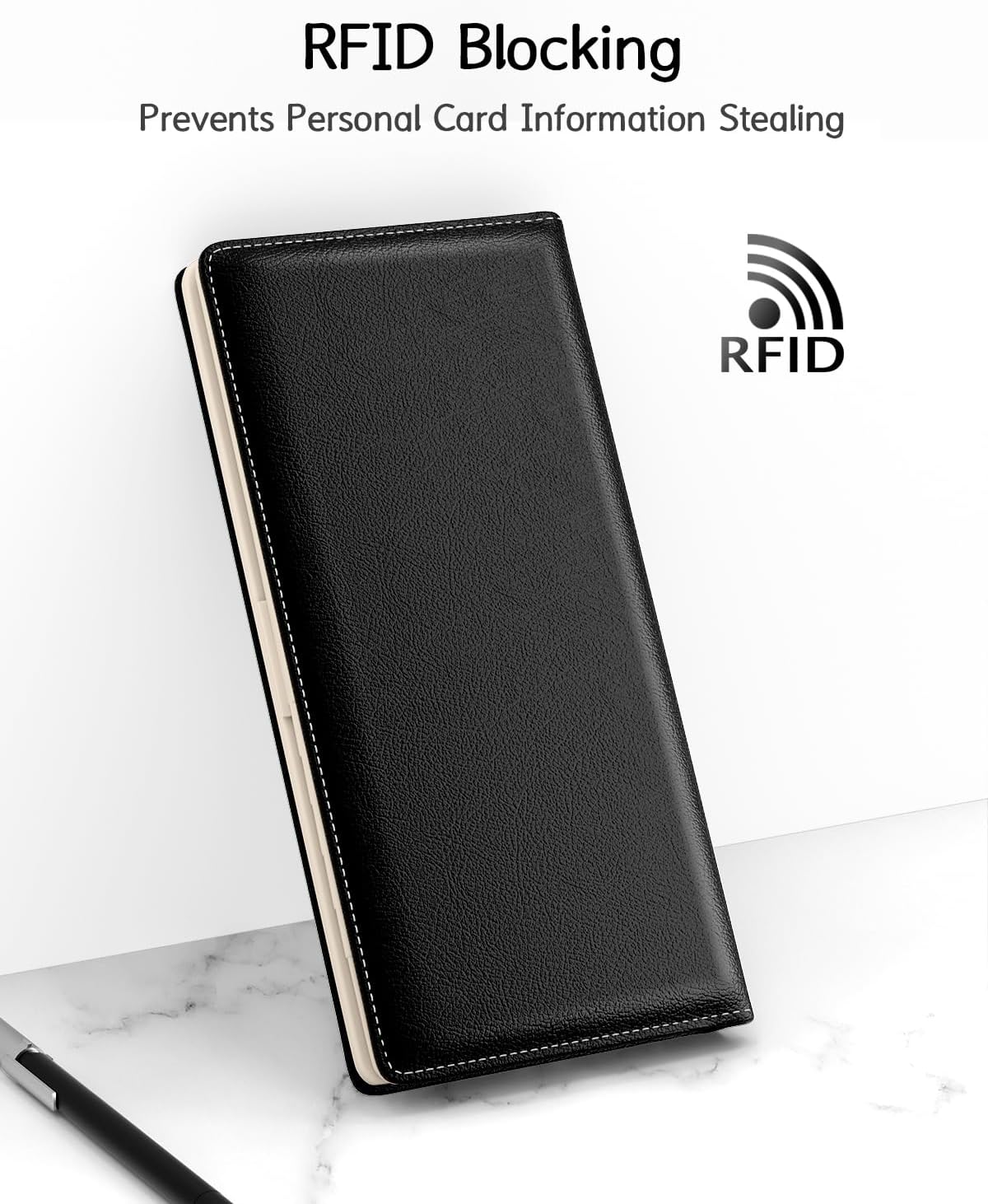 Nipichsha Womens Wallet, RFID Slim Wallets for Women, Thin Ladies Credit Card Holder Purse, Cute Leather Bifold Clutch Billfold with 11 Card Slots & ID Window, Black - Image 5