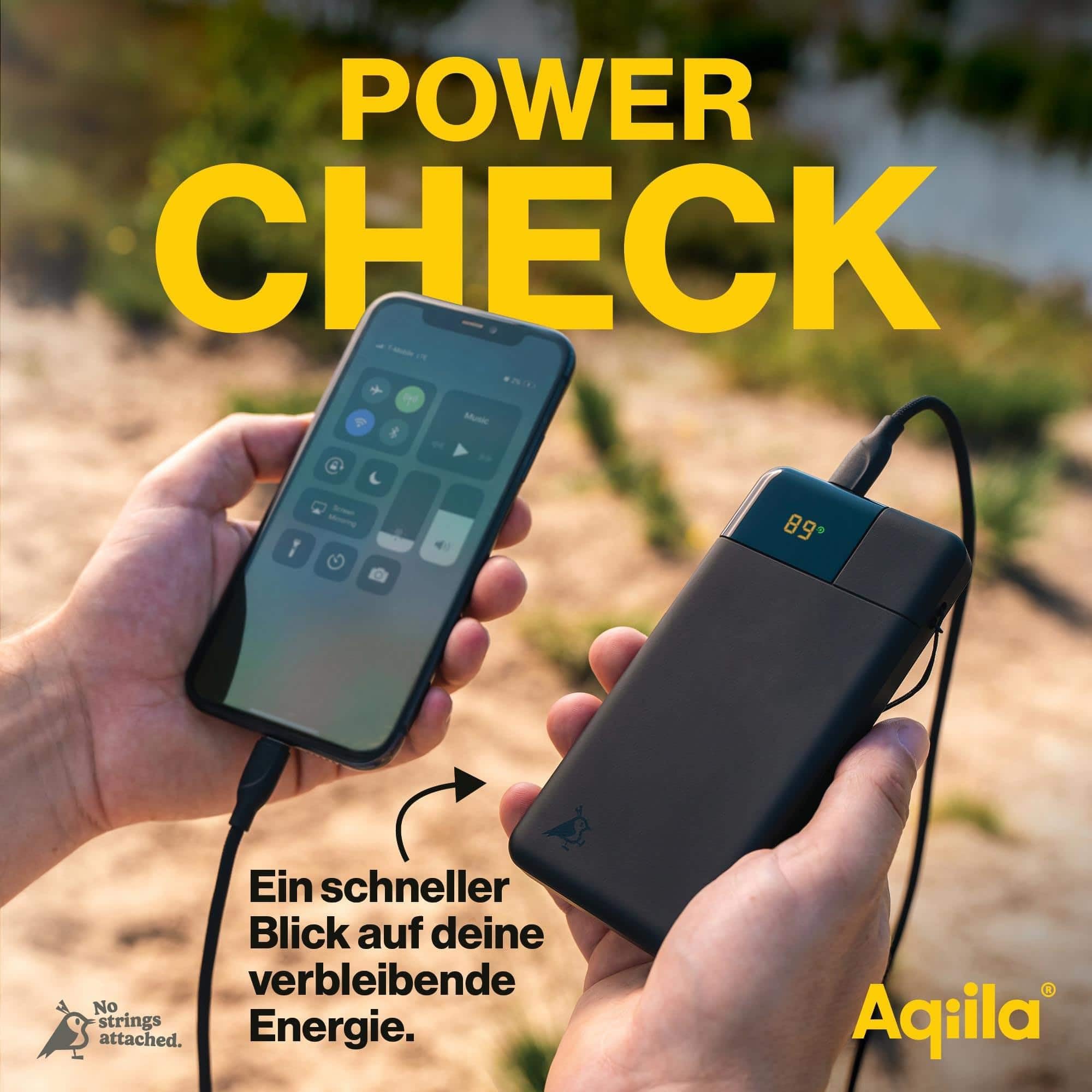Powerbank 10000mAh, 20W, LED-Display, 2X USB-C, 1x USB-A, tragbares Ladegerät, Pass-Through-Laden, leicht und kompakt, Soft-Touch-Oberfläche, Powerbird Schwarz in plastikfreier Verpackung