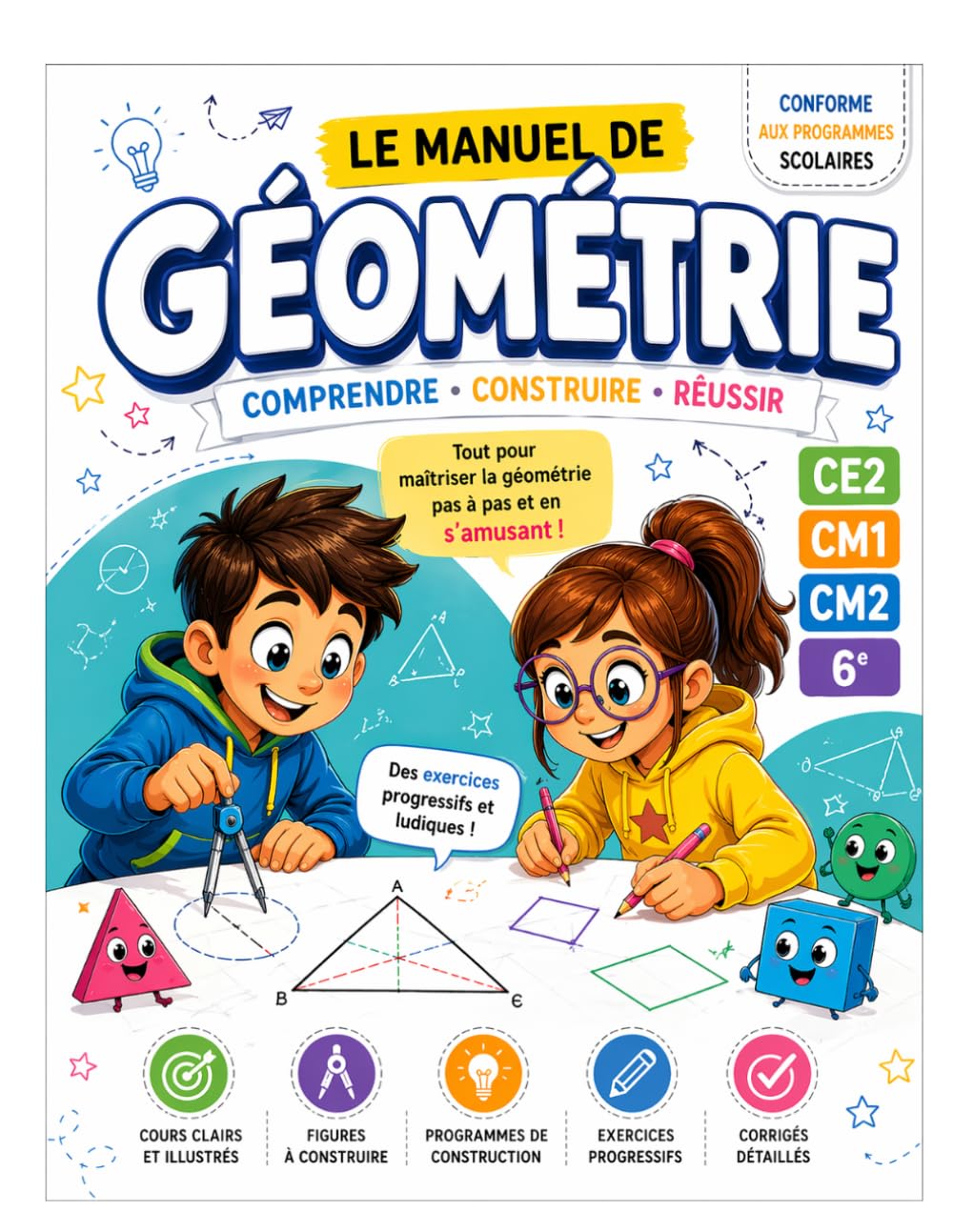 Mon cahier de géométrie – apprendre et s’entraîner: Exercices progressifs pour maîtriser les formes, figures et propriétés – Primaire