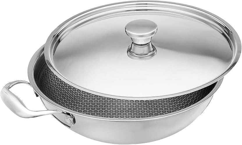 amazon basics Non-Stick Honeycomb Triply Stainless Steel Kadhai