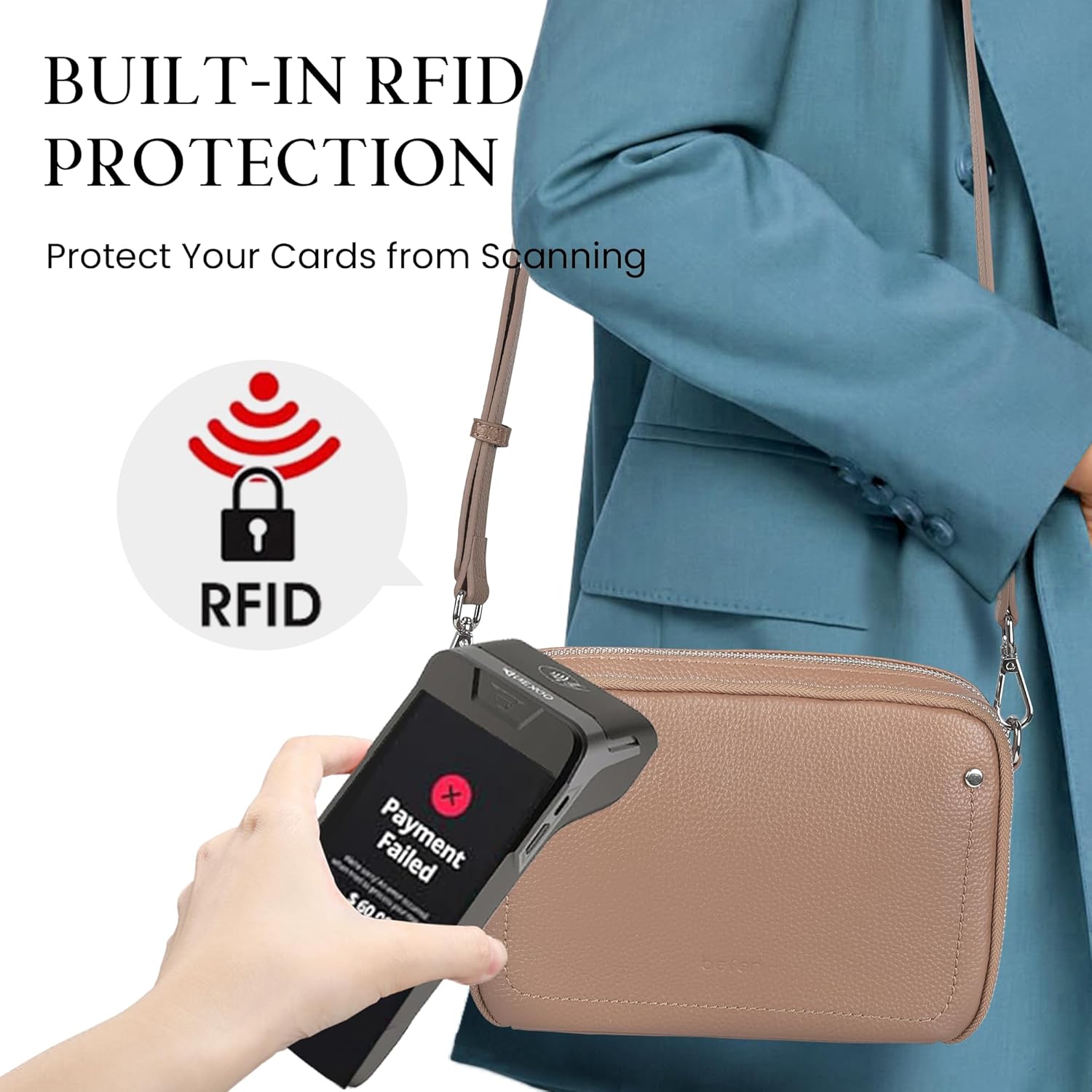 befen Genuine Leather Crossbody Bags for Women, Purses with Built in RFID Wallet Woman Camera Shoulder Bag Handbags | Genuine Leather, Built in RFID Wallet, Genuine Leather, Built in RFID Wallet - Image 3