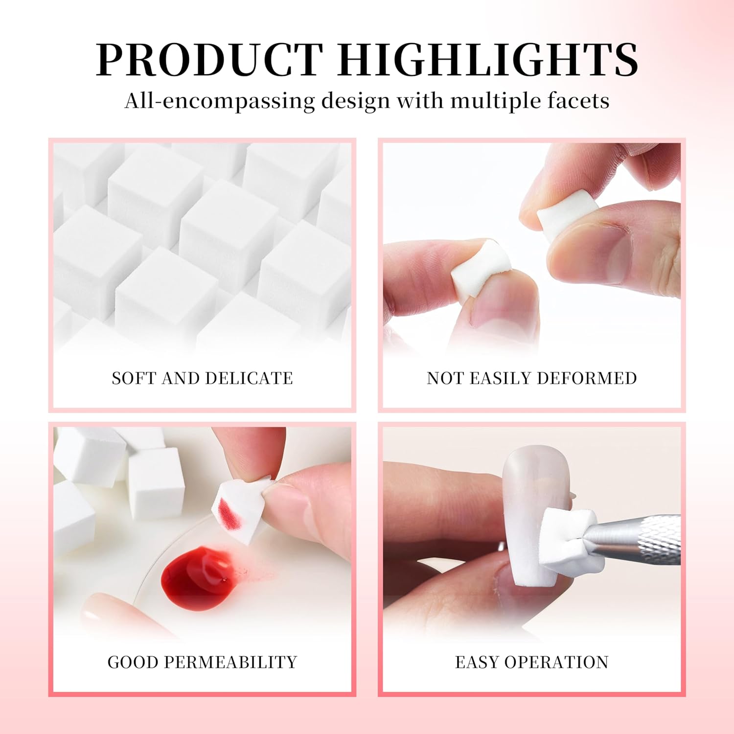 Nail Sponges Set for Ombre Gel 1inch 2CM Big Nail Sponges 100PCS Nail Art Tools Set With Grabbing Pen for Person DIY Nails Painting Gradient Colors at Home Nail Technician Salon