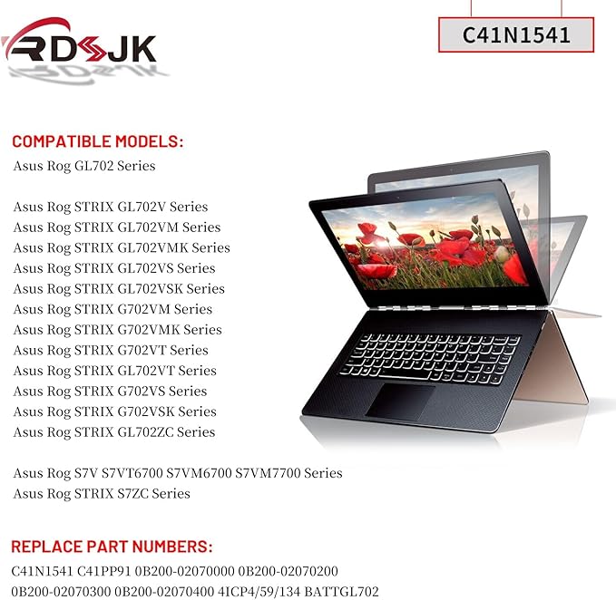 Batería para Laptop RDSJ 15.2V 76Wh Repuesto Asus ROG miniatura 3
