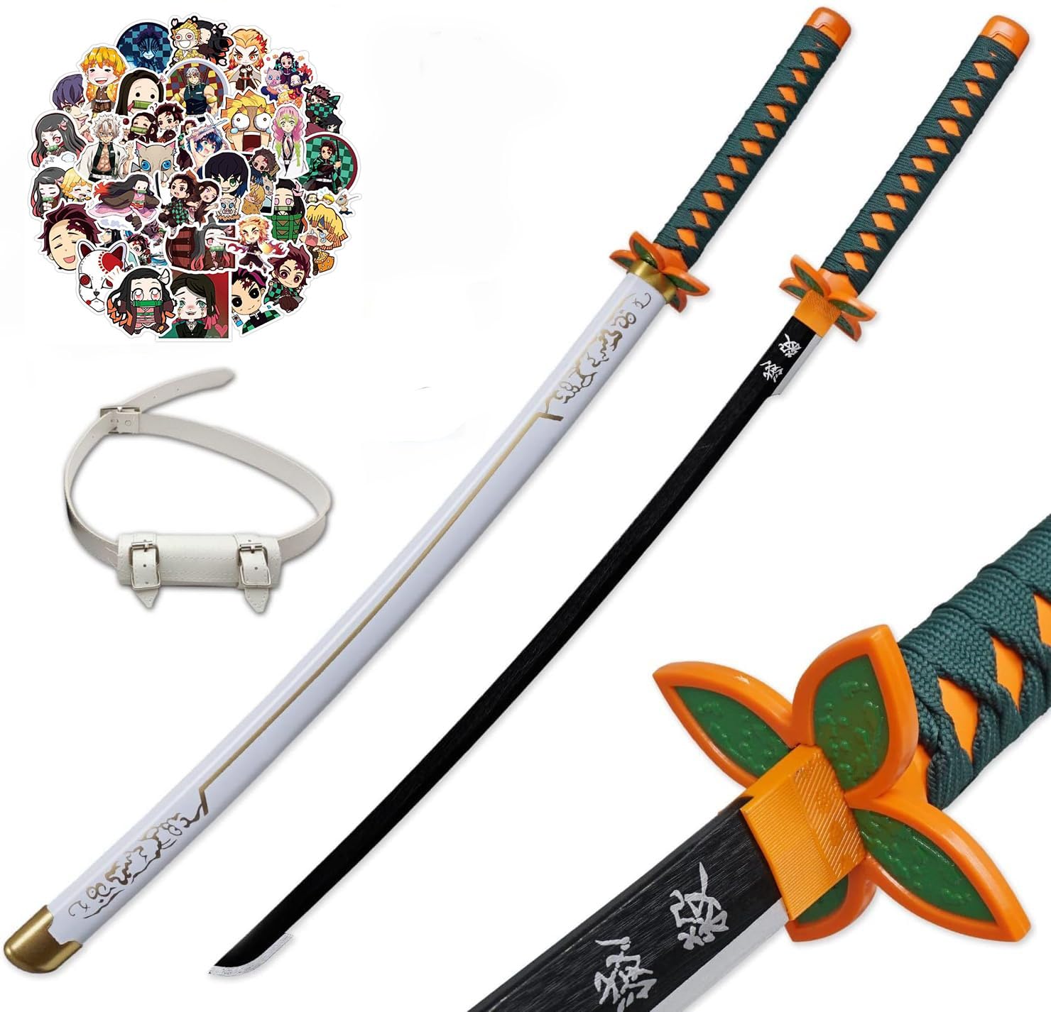KHHK 31Inch Demon Swords Katana Anime Sword Samurai Tanjiro Cosplay Handmade Props Japanese Katana Handmade Abs Sheath Knife For Lovers Halloween Props sword14+ (Kochou Shinobu)