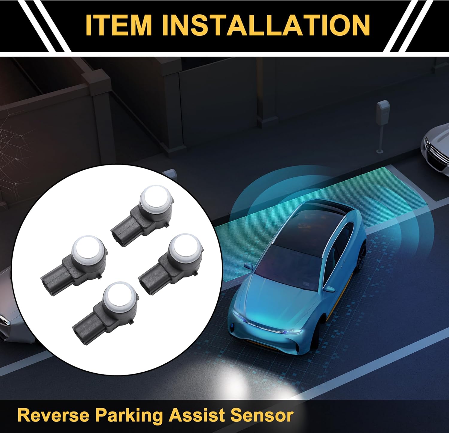4 Pcs Bumper Backup Parking Sensor for Chevrolet Silverado for GMC Sierra 1500 2500 HD 2007-2013 Reverse Parking Assist Sensor No.15239247 Silver Tone
